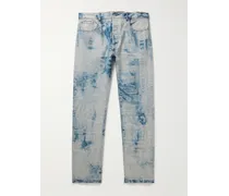 Jeans a gamba dritta in denim stampato con frange Good Luck