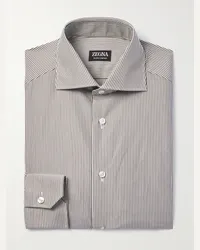 Ermenegildo Zegna Camicia in Trofeo™ a righe con collo alla francese Marrone