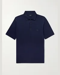 Etro Polo in misto cotone e cashmere con logo ricamato Blu