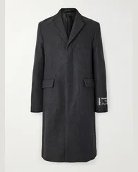 Acne Studios Cappotto in misto lana spazzolato con finiture in gros-grain e logo applicato Orkar Grigio