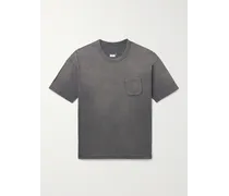 T-shirt in jersey di cotone tinta in capo effetto invecchiato Jumbo