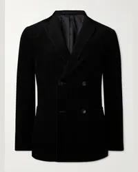 MR P. Blazer doppiopetto in velluto a coste di cotone e cashmere Nero