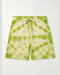 The Elder Statesman Shorts a gamba dritta in cashmere tie-dye con coulisse Trance Verde