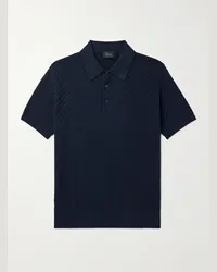 Brioni Polo slim-fit in misto cotone, seta e cashmere natté Blu