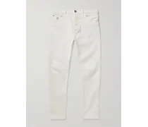 Pantaloni a gamba affusolata in cotone stretch tinti in capo