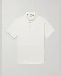 Etro Polo in cotone piqué con logo ricamato Bianco