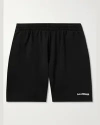 Balenciaga Shorts a gamba dritta in jersey di cotone con logo Nero