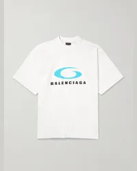 Balenciaga T-shirt oversize in jersey di cotone con logo Bianco