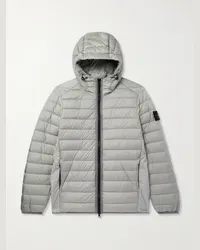 Stone Island Piumino in nylon trapuntato con cappuccio e logo applicato Grigio