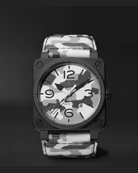 Bell & Ross Orologio automatico 42 mm in ceramica con cinturino in pelle BR 03-92 Limited Edition, N. rif. BR0392-CG-CE/SCA Grigio