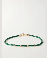 Luis Morais Bracciale con perline in oro, malachite e diamanti Verde