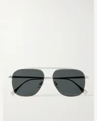 Fendi Occhiali da sole in metallo argentato stile aviator Argento