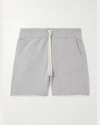 LES TIEN Shorts a gamba dritta in jersey di cotone tinti in capo con coulisse Grigio