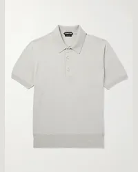 Tom Ford Polo slim-fit in cotone Sea Island Grigio