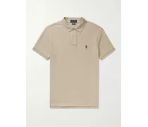 Slim-Fit Logo-Embroidered Cotton-Mesh Polo Shirt