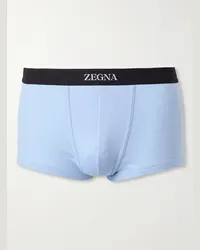 Ermenegildo Zegna Boxer in misto cotone e modal a coste Blu