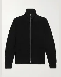 Tom Ford Cardigan slim-fit in lana con zip e finiture in pelle Nero