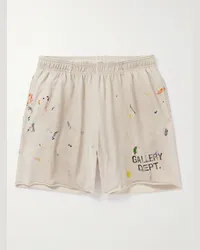 GALLERY DEPT. Shorts a gamba dritta in jersey di cotone con schizzi di vernice e logo Insomnia Neutri