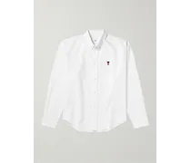 Camicia in cotone Oxford con collo button-down e logo ricamato