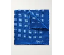 Charvet Fazzoletto da taschino in twill di seta stampato Blu