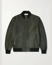 Loro Piana Bomber in camoscio imbottito Ivy Verde