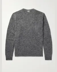 Massimo Alba Pullover in misto seta e mohair spazzolato Alder Grigio