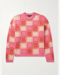 Acne Studios Pullover in misto lana jacquard con logo applicato Klock Rosa