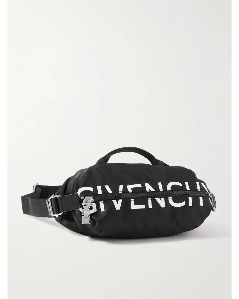 Givenchy Marsupio in shell con logo e finiture in pelle G-Zip Nero