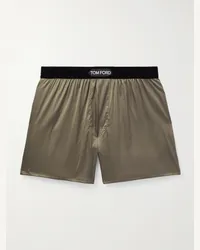 Tom Ford Boxer in raso di seta stretch con finiture in velluto Verde