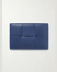 Bottega Veneta Portacarte in pelle con motivo Intrecciato Blu