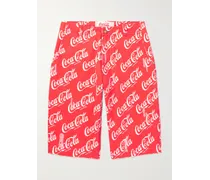Coca-Cola Shorts a gamba dritta in tela di cotone stampata effetto consumato