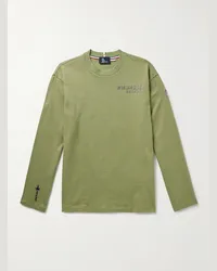 Moncler Maglia in jersey di cotone con logo applicato Verde