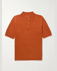 Anderson & Sheppard Polo in lino Arancione