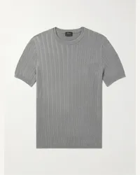 Brioni T-shirt slim-fit in cotone a spina di pesce Grigio