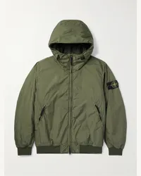 Stone Island Giacca in reps di nylon PrimaLoft® increspato tinta in capo con cappuccio e logo applicato Verde