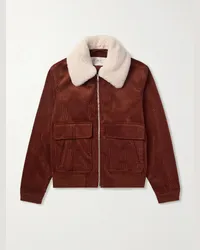 MR P. Bomber in velluto a coste di cotone con finiture in shearling Rosso