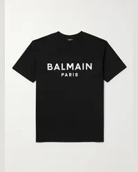 Balmain T-shirt in jersey di cotone con logo Nero