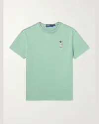 Ralph Lauren T-shirt in jersey di cotone con logo ricamato Verde