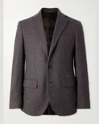 Loro Piana Blazer gessato in tweed di cashmere a spina di pesce Torino Marrone