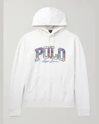 Ralph Lauren Felpa in jersey di misto cotone con cappuccio, ricamo e applicazione Bianco