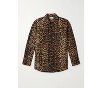 Camicia in seta con stampa leopardata