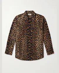 Saint Laurent Camicia in seta con stampa leopardata Stampa