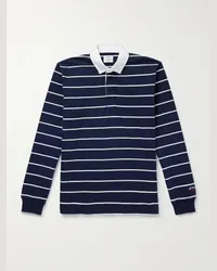 Noah NYC Polo in jersey di cotone a righe Classic Rugby Blu