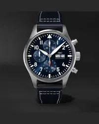 IWC Cronografo automatico 43 mm in acciaio inossidabile con cinturino in pelle Pilot’s, N. rif. IWIW378003 Blu