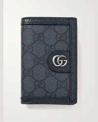 Gucci Portacarte pieghevole in tela spalmata con monogramma e finiture in pelle Blu