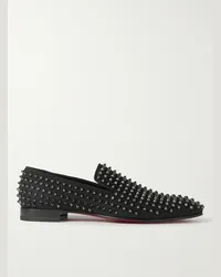 Christian Louboutin Mocassini in maglia con finiture in gros-grain e borchie Dandelion Nero