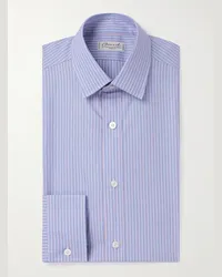 Charvet Camicia in cotone Oxford a righe Blu