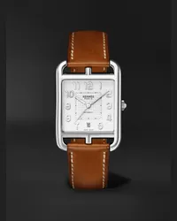 Hermès Orologio automatico 33 mm in acciaio inossidabile con cinturino in pelle Cape Cod, N. rif. W055248WW00 Bianco