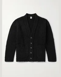 Massimo Alba Cardigan in lana a coste Nero