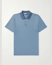 Canali Polo in cotone piqué Blu